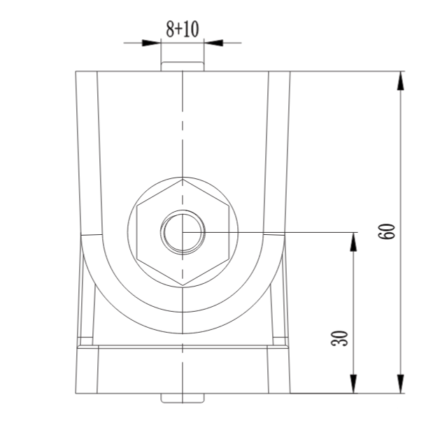 Przegub 40x40 bez dźwigni zaciskowej - kanał 8/10 - BD-40 - obrazek 2