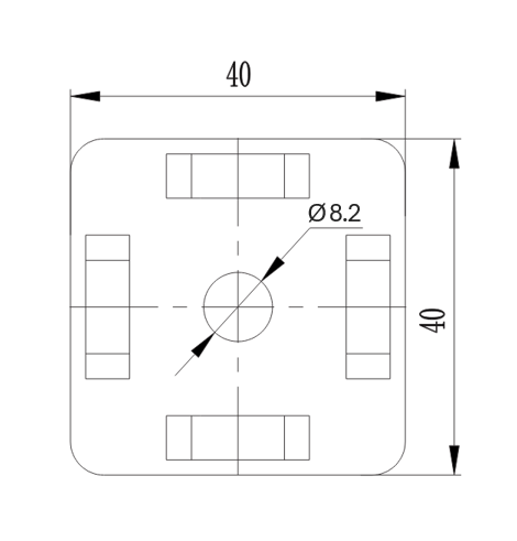 Przegub 40x40 bez dźwigni zaciskowej - kanał 8/10 - BD-40 - obrazek 3