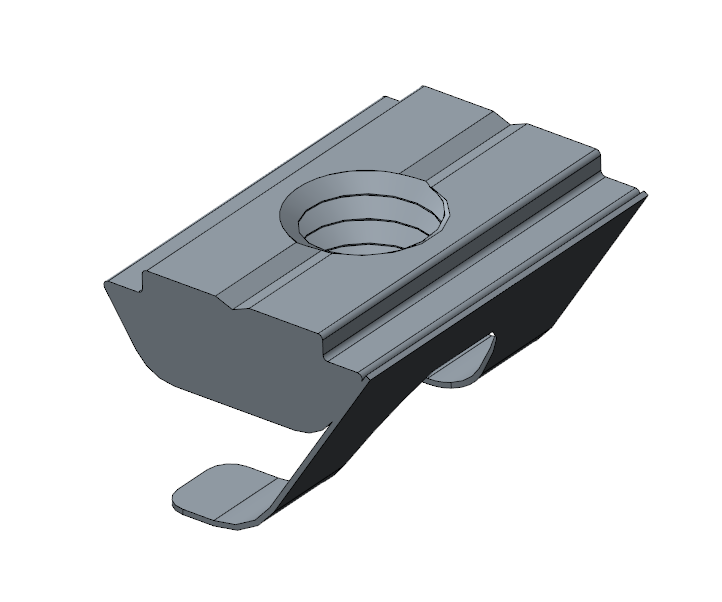 Nakrętka wsuwana T ze sprężyną - kanał 8 - M4, M5, M6, M8