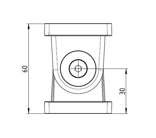 Przegub 45x45 bez dźwigni zaciskowej - kanał 8/10 - BG-45x45 - obrazek 2