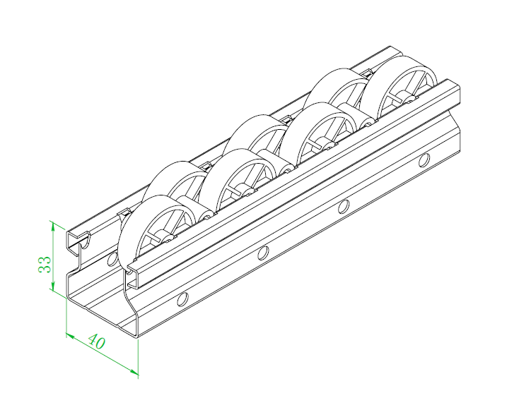Listwa rolkowa stalowa LR-4L-40 - ocynkowana L = 2000mm - obrazek 2